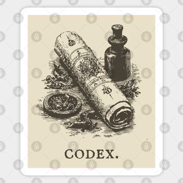 Ancient Codex Scroll and Apothecary Still Life Magnet by TuncGK